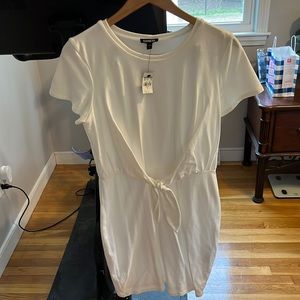 Front tie white t-shirt dress
